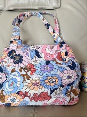 Vera Bradley Quilted Floral Tote in Pink Blue Peach